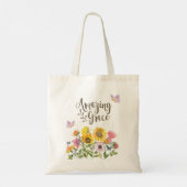 Amazing Grace Flowers and Butterflies Christelijk Tote Bag (Achterkant)