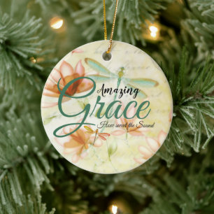 Amazing Grace Flowers and dragonfly Keramisch Ornament