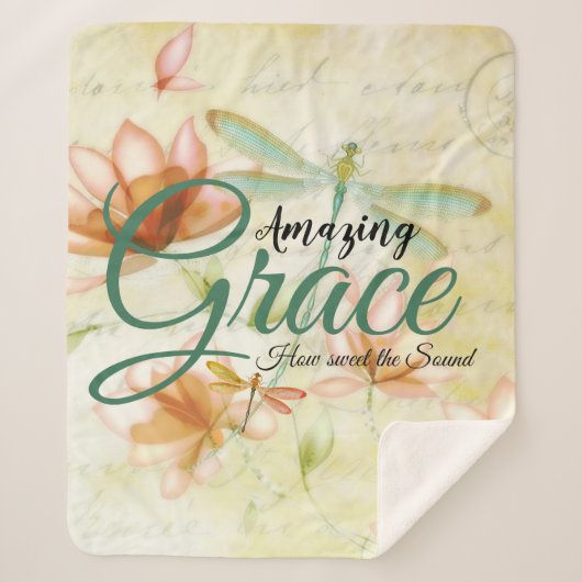 Amazing Grace Flowers and dragonfly Sherpa Deken (Voorkant)