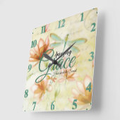 Amazing Grace Flowers and dragonfly Vierkante Klok (Hoek)