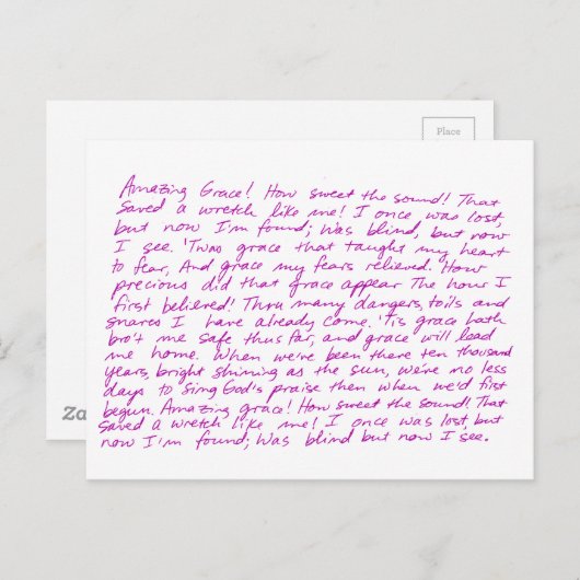 Amazing Grace handgeschreven teksten Briefkaart (Voorkant / Achterkant)