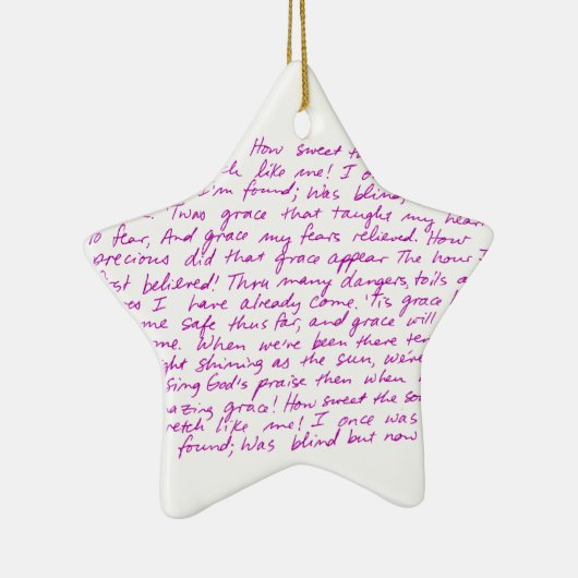 Amazing Grace handgeschreven teksten Keramisch Ornament (Rechts)