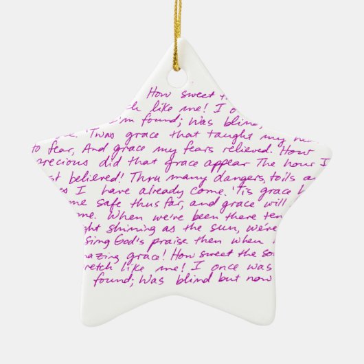Amazing Grace handgeschreven teksten Keramisch Ornament (Voorkant)