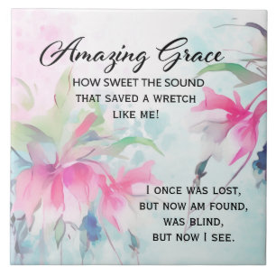 Amazing Grace How Sweet the Sound Christian Hymn Tegeltje
