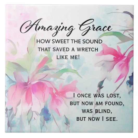 Amazing Grace How Sweet the Sound Christian Hymn Tegeltje (Voorkant)