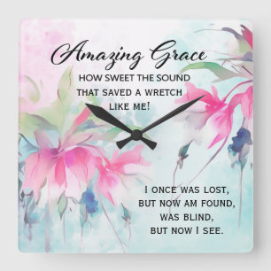 Amazing Grace How Sweet the Sound Christian Hymn Vierkante Klok