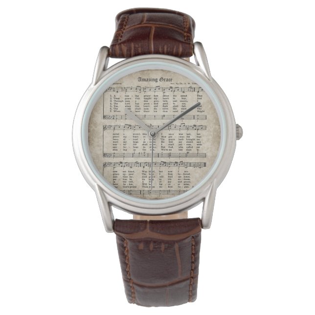 Amazing Grace  Hymn Bladmuziek Horloge (Voorkant)