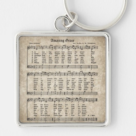 Amazing Grace  Hymn Bladmuziek Sleutelhanger (Voorkant)