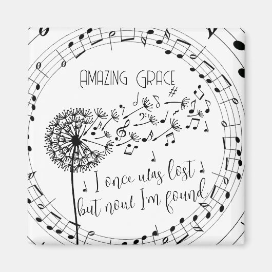 Amazing Grace Hymn Dandelion Christelijk Magneet (Voorkant)
