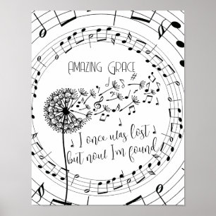 Amazing Grace Hymn Dandelion Christelijk Poster