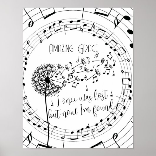 Amazing Grace Hymn Dandelion Christelijk Poster (Voorkant)
