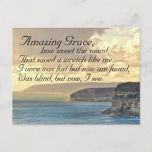 Amazing Grace Hymn Ocean Sunset Briefkaart (Voorkant)