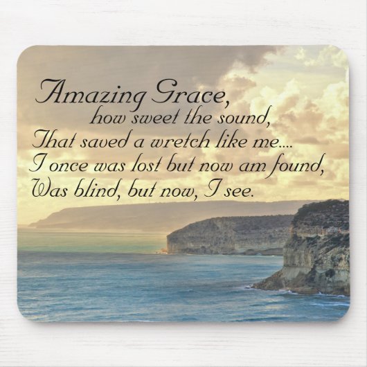 Amazing Grace Hymn Ocean Sunset Mousepad Muismat (Voorkant)