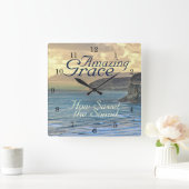Amazing Grace Hymn Ocean Sunset Vierkante Klok (Huis)