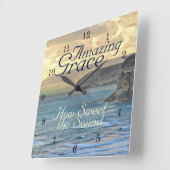 Amazing Grace Hymn Ocean Sunset Vierkante Klok (Hoek)