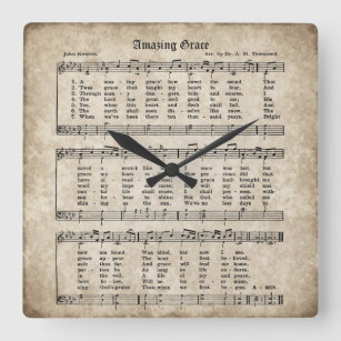 Amazing Grace  Hymn Sheet Music Clock Vierkante Klok