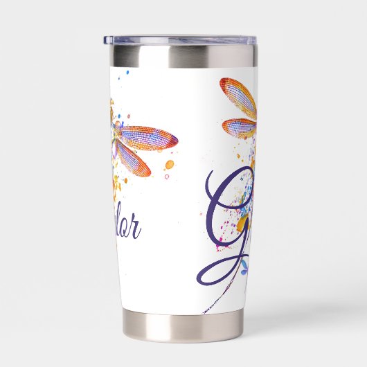 Amazing Grace Libelle spatpainting  gepersonalisee Geïsoleerde Drinkbeker (Rechts)