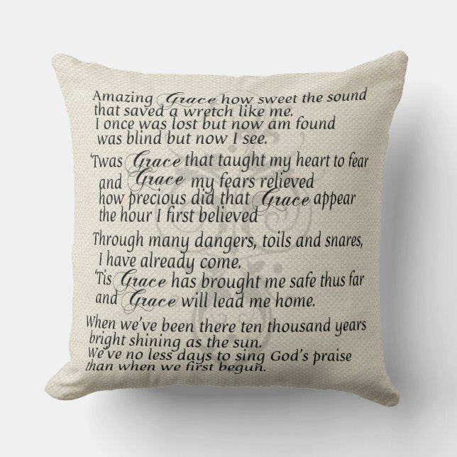 Amazing Grace Lyric Pillow Kussen (Voorkant)