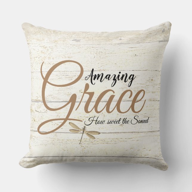 Amazing grace op houten kussen (Voorkant)