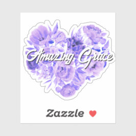 Amazing Grace Paarse Bloemen Hart Sticker