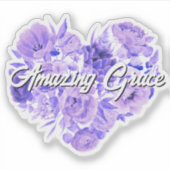 Amazing Grace Paarse Bloemen Hart Sticker (Voorkant)