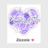 Amazing Grace Paarse Bloemhart Sticker (Vel)