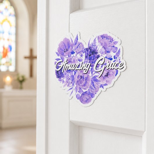 Amazing Grace Paarse Bloemhart Sticker