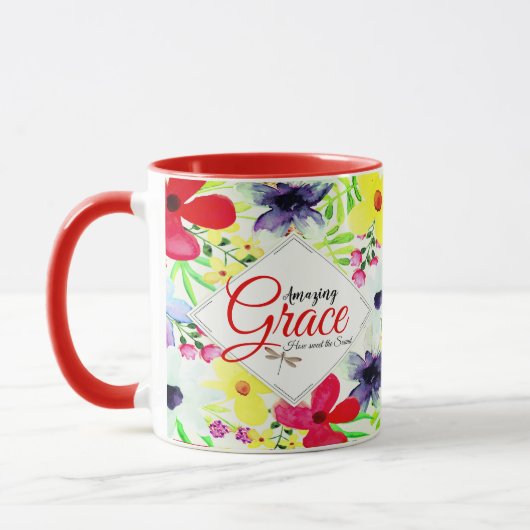 Amazing Grace Personalized floral Mok (Links)