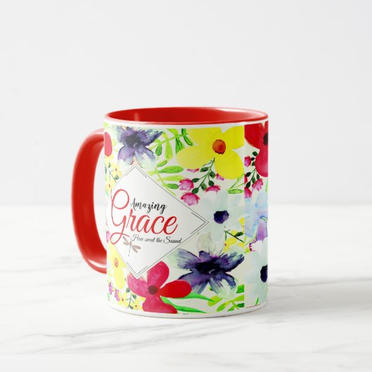 Amazing Grace Personalized floral Mok (Voorkant links)