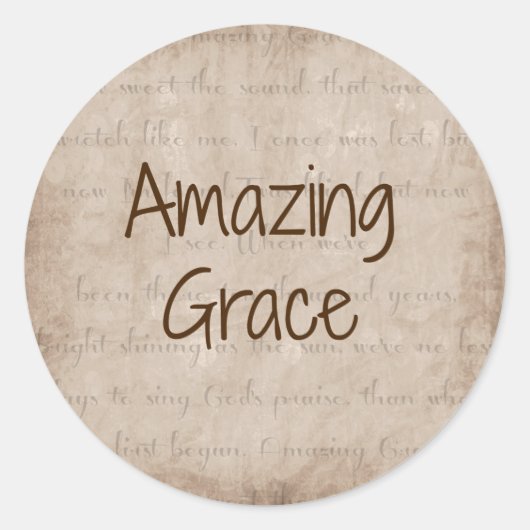 Amazing Grace Ronde Sticker (Voorkant)