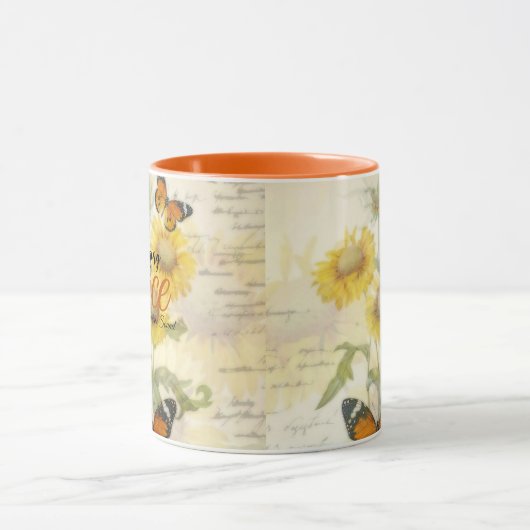 Amazing Grace Sunflower en vlinder Mok (Midden)