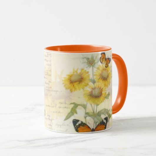 Amazing Grace Sunflower en vlinder Mok (Voorkant rechts)