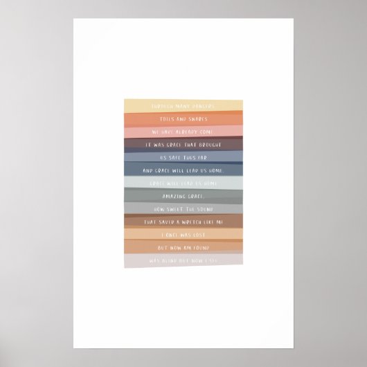 Amazing Grace Tekst Kleur Kunstprint voor Kinderen Poster (Voorkant)