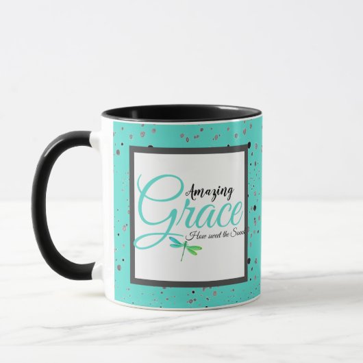 Amazing Grace turquoise en zwart Mok (Links)