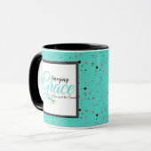 Amazing Grace turquoise en zwart Mok (Voorkant links)