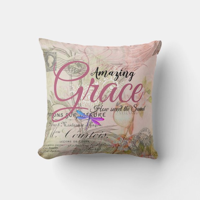 Amazing Grace vintage roze  Kussen (Voorkant)