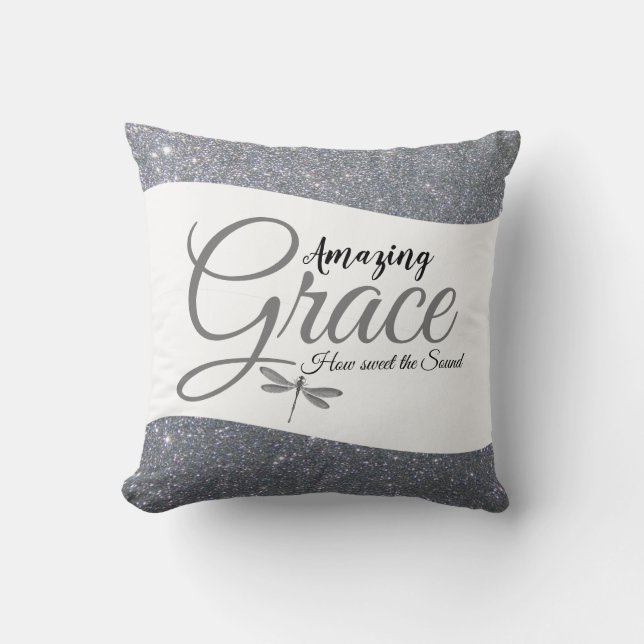 Amazing Grace zilveren glinsterende Worp Kussen (Voorkant)