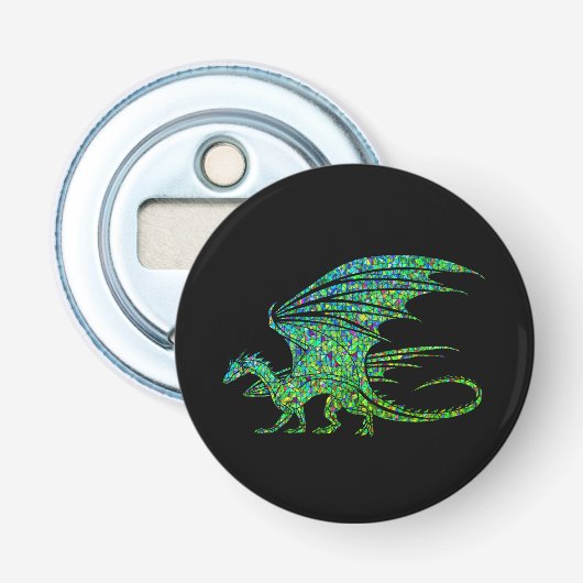 Amazing Green Dragon Mosaic Button Flesopener (Voorkant)