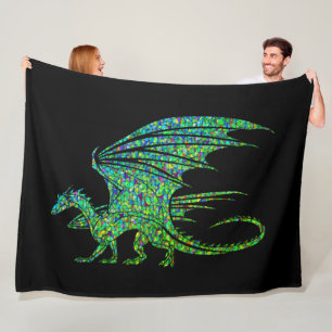 Amazing Green Dragon Mosaic Fleece Deken