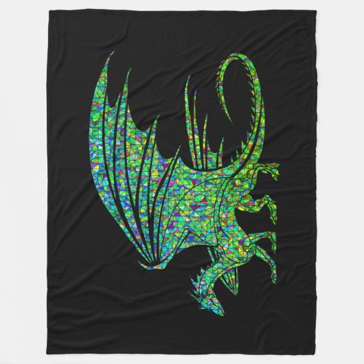 Amazing Green Dragon Mosaic Fleece Deken (Voorkant)