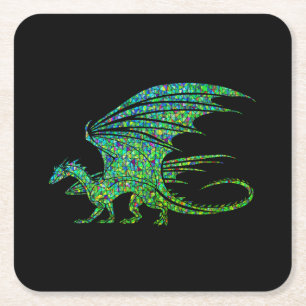 Amazing Green Dragon Mosaic Kartonnen Onderzetters
