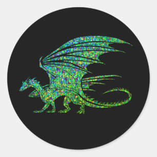 Amazing Green Dragon Mosaic Ronde Sticker