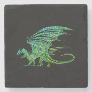 Amazing Green Dragon Mosaic Stenen Onderzetter