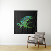 Amazing Green Dragon Mosaic Wandkleed (In situ)