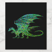 Amazing Green Dragon Mosaic Wijn Etiket (Enkel label)