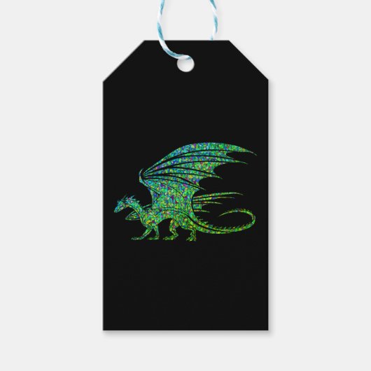 Amazing Green Mosaic Dragon Cadeaulabel (Voorkant)
