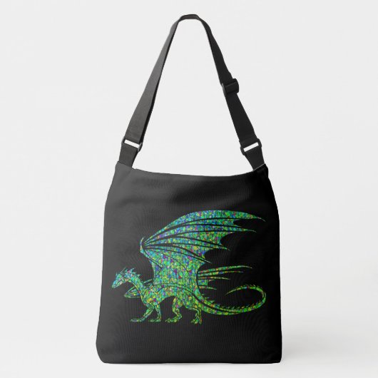 Amazing Green Mosaic Dragon Crossbody Tas (Voorkant)