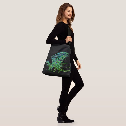 Amazing Green Mosaic Dragon Crossbody Tas (Op model)
