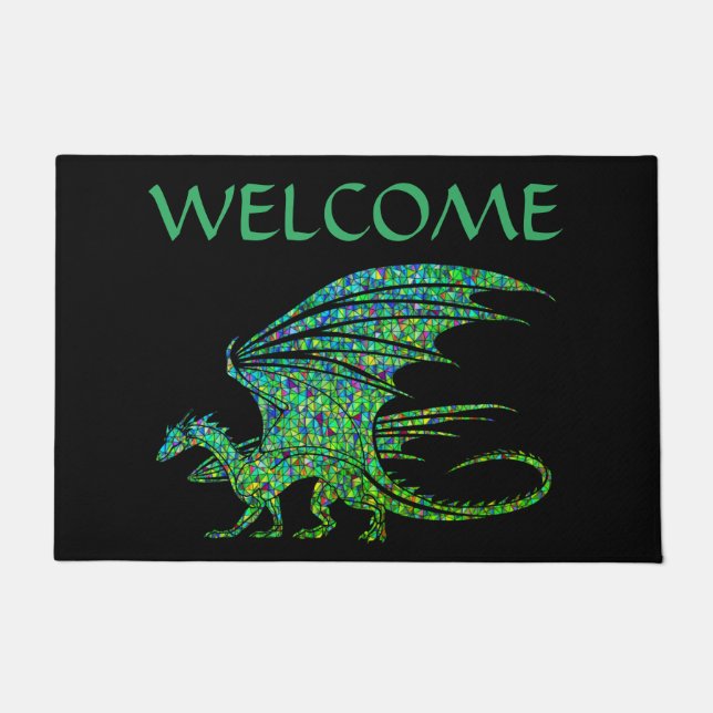 Amazing Green Mosaic Dragon Deurmat (Voorkant)