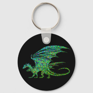Amazing Green Mosaic Dragon Sleutelhanger